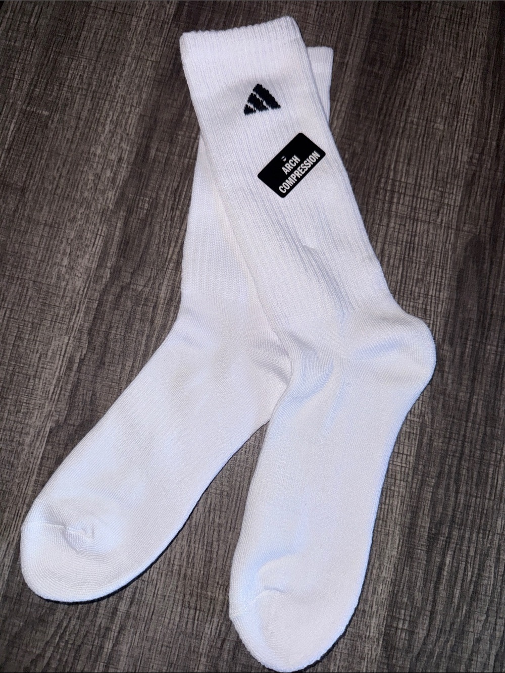 adidas White Crew Athletic Socks with Black Logo